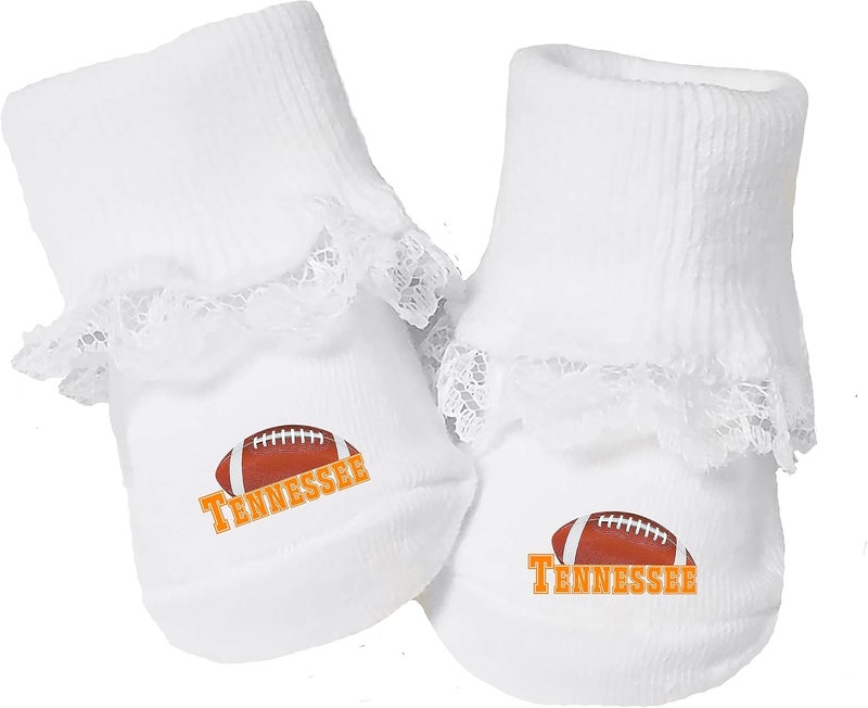 Future Tailgater Baby Toe Bootie Socks with Lace for Tennessee Fans - Image 1